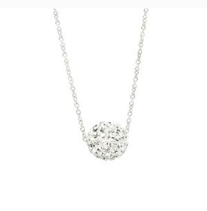 New Touchstone Crystal Silver Ball Necklace, April Birthstone